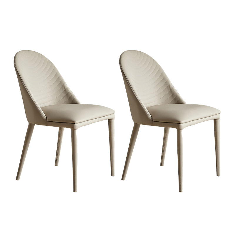 Contemporary Leather Dining Chairs Armless Solid Back Dining Chair for Kitchen Light Gray 2 Piece Set Clearhalo ' kitchen&dining_furn' 'Dining Chairs' 'Dining Tables & Seating' 'dining_chair' 'furn' 'furn_dining_chair' 'Furniture' 'furniture_dining_chair' 'Kitchen & Dining Furniture' 'kitchen' 4354106