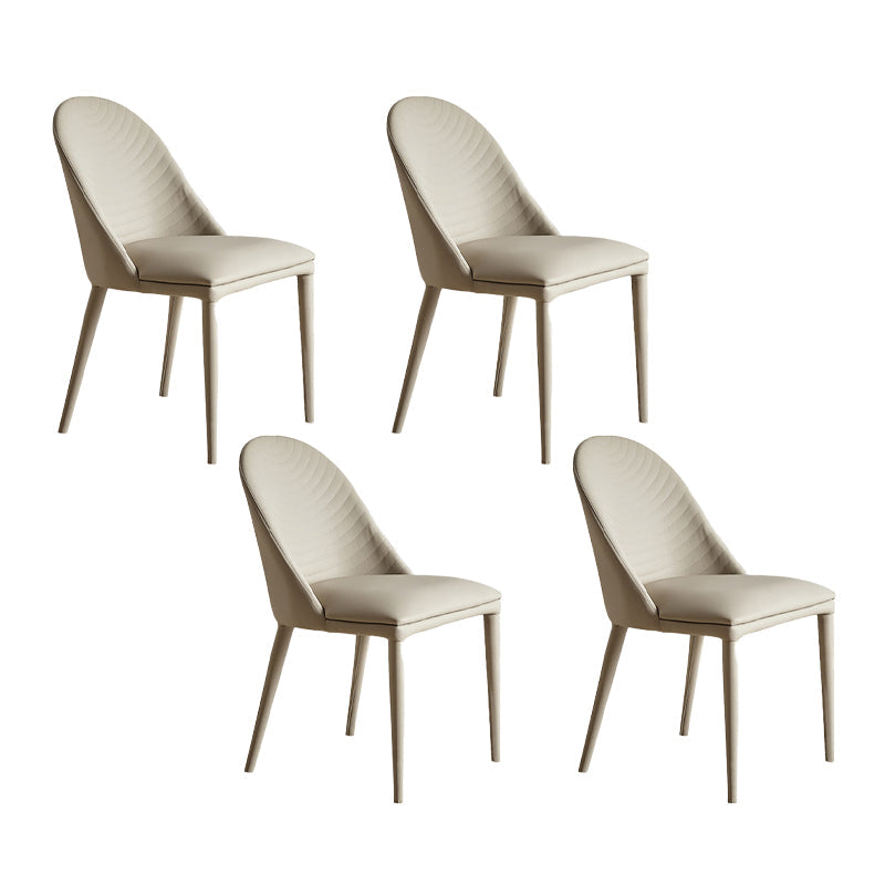 Contemporary Leather Dining Chairs Armless Solid Back Dining Chair for Kitchen Light Gray 4 Piece Set Clearhalo ' kitchen&dining_furn' 'Dining Chairs' 'Dining Tables & Seating' 'dining_chair' 'furn' 'furn_dining_chair' 'Furniture' 'furniture_dining_chair' 'Kitchen & Dining Furniture' 'kitchen' 4354108