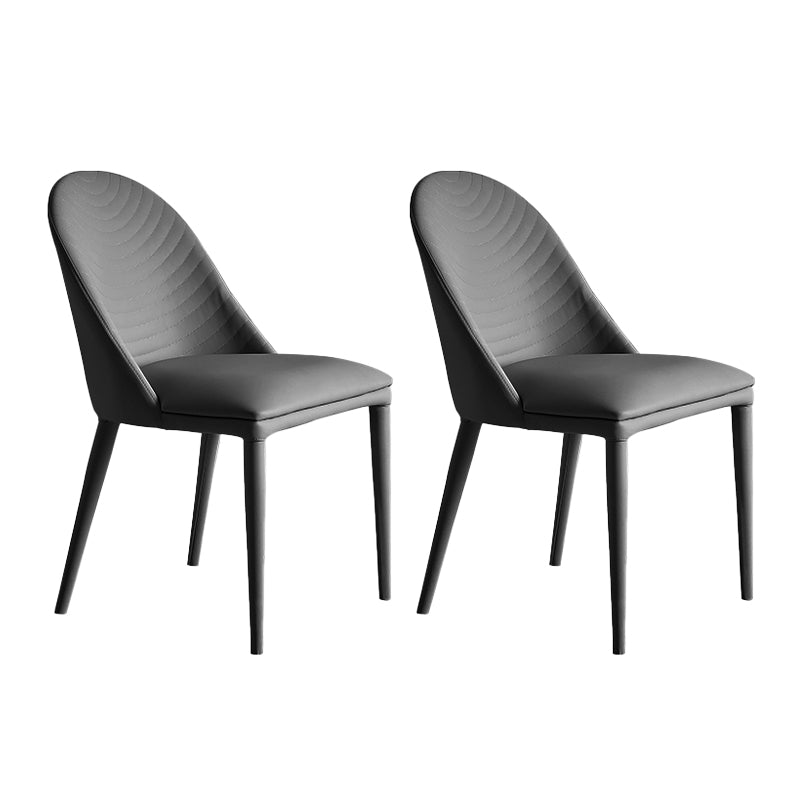 Contemporary Leather Dining Chairs Armless Solid Back Dining Chair for Kitchen Dark Gray 2 Piece Set Clearhalo ' kitchen&dining_furn' 'Dining Chairs' 'Dining Tables & Seating' 'dining_chair' 'furn' 'furn_dining_chair' 'Furniture' 'furniture_dining_chair' 'Kitchen & Dining Furniture' 'kitchen' 4354119