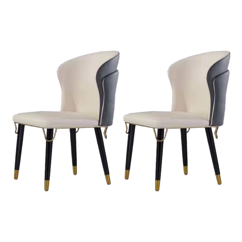 Scandinavian Armless Solid Back Chairs Leather Dining Chairs for Kitchen Cream Gray 2 Piece Set Clearhalo ' kitchen&dining_furn' 'Dining Chairs' 'Dining Tables & Seating' 'dining_chair' 'furn' 'furn_dining_chair' 'Furniture' 'furniture_dining_chair' 'Kitchen & Dining Furniture' 'kitchen' 4354126