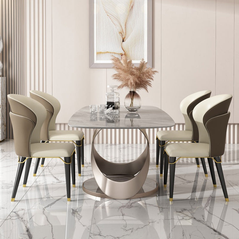 Scandinavian Armless Solid Back Chairs Leather Dining Chairs for Kitchen Clearhalo ' kitchen&dining_furn' 'Dining Chairs' 'Dining Tables & Seating' 'dining_chair' 'furn' 'furn_dining_chair' 'Furniture' 'furniture_dining_chair' 'Kitchen & Dining Furniture' 'kitchen' 4354127