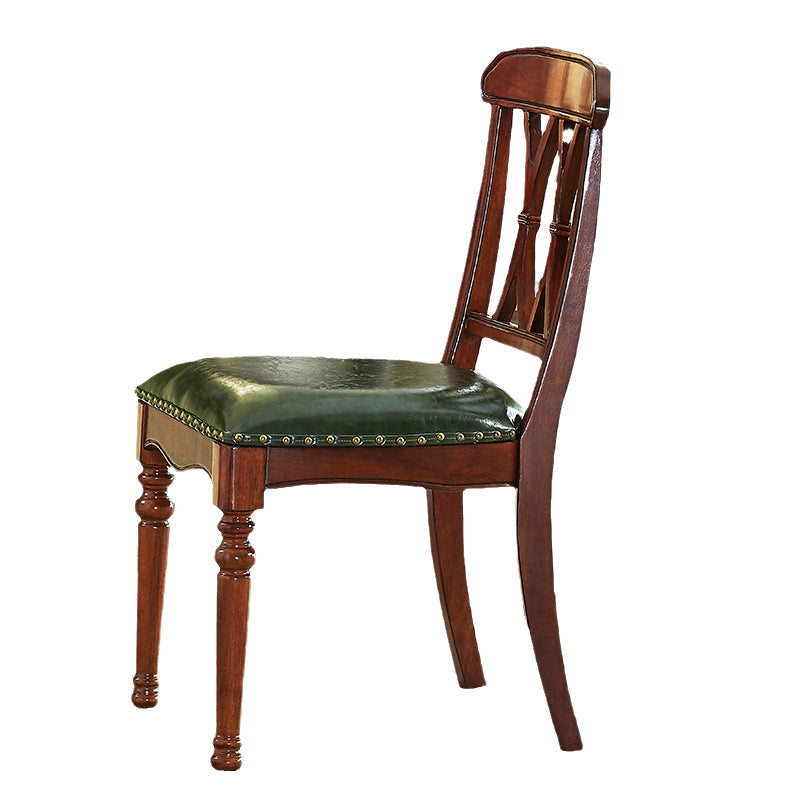 Traditional Leather Restaurant Side Chair Natural Cross Back Dining Chair Blackish Green 1 Piece Clearhalo ' kitchen&dining_furn' 'Dining Chairs' 'Dining Tables & Seating' 'dining_chair' 'furn' 'furn_dining_chair' 'Furniture' 'furniture_dining_chair' 'Kitchen & Dining Furniture' 'kitchen' 4354150