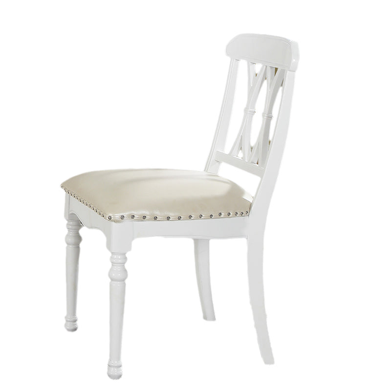 Traditional Leather Restaurant Side Chair Natural Cross Back Dining Chair White 1 Piece Clearhalo ' kitchen&dining_furn' 'Dining Chairs' 'Dining Tables & Seating' 'dining_chair' 'furn' 'furn_dining_chair' 'Furniture' 'furniture_dining_chair' 'Kitchen & Dining Furniture' 'kitchen' 4354155