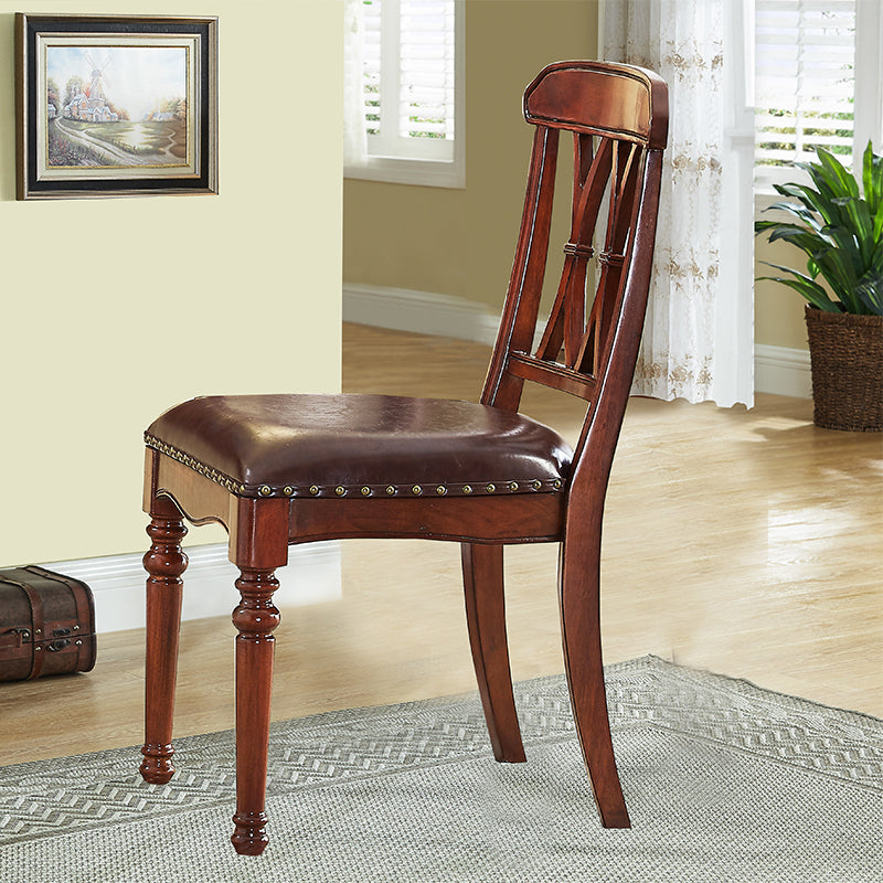 Traditional Leather Restaurant Side Chair Natural Cross Back Dining Chair Clearhalo ' kitchen&dining_furn' 'Dining Chairs' 'Dining Tables & Seating' 'dining_chair' 'furn' 'furn_dining_chair' 'Furniture' 'furniture_dining_chair' 'Kitchen & Dining Furniture' 'kitchen' 4354156