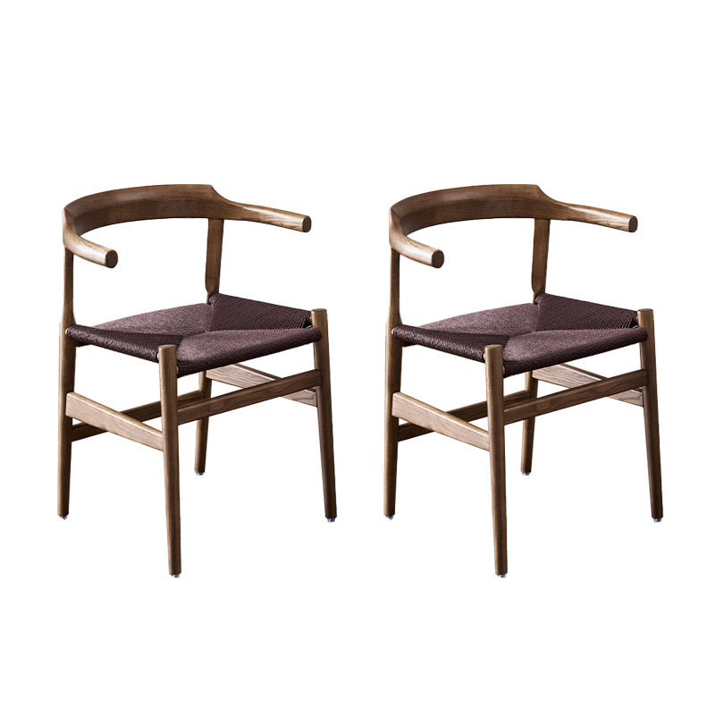 Modern Style Arm Dining Chairs Ash Open Back Home Armchairs with Wood Legs Walnut 2 Piece Set Clearhalo ' kitchen&dining_furn' 'Dining Chairs' 'Dining Tables & Seating' 'dining_chair' 'furn' 'furn_dining_chair' 'Furniture' 'furniture_dining_chair' 'Kitchen & Dining Furniture' 'kitchen' 4354163