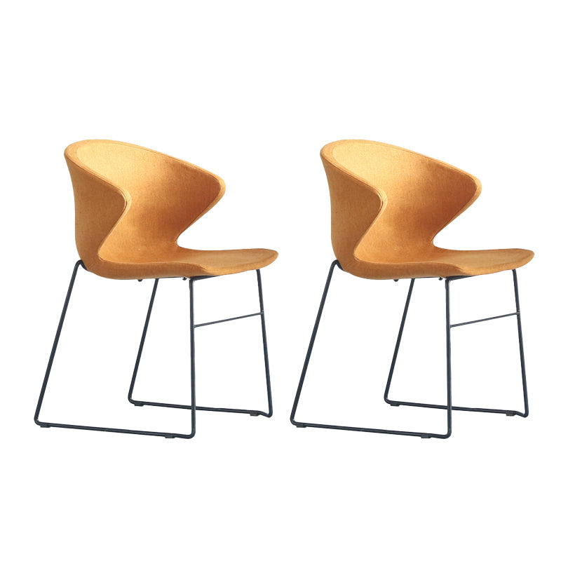 Contemporary Style Dining Chair Armless Metal Side Wingback Chairs for Kitchen Orange 2 Piece Set Clearhalo ' kitchen&dining_furn' 'Dining Chairs' 'Dining Tables & Seating' 'dining_chair' 'furn' 'furn_dining_chair' 'Furniture' 'furniture_dining_chair' 'Kitchen & Dining Furniture' 'kitchen' 4354179