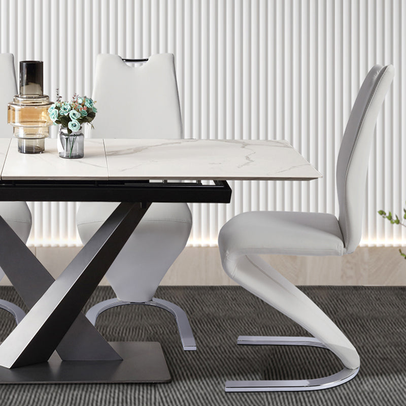 Modern PU Leather Dining Chair Armless Metal Dining Chairs for Restaurant Use Clearhalo ' kitchen&dining_furn' 'Dining Chairs' 'Dining Tables & Seating' 'dining_chair' 'furn' 'furn_dining_chair' 'Furniture' 'furniture_dining_chair' 'Kitchen & Dining Furniture' 'kitchen' 4354201