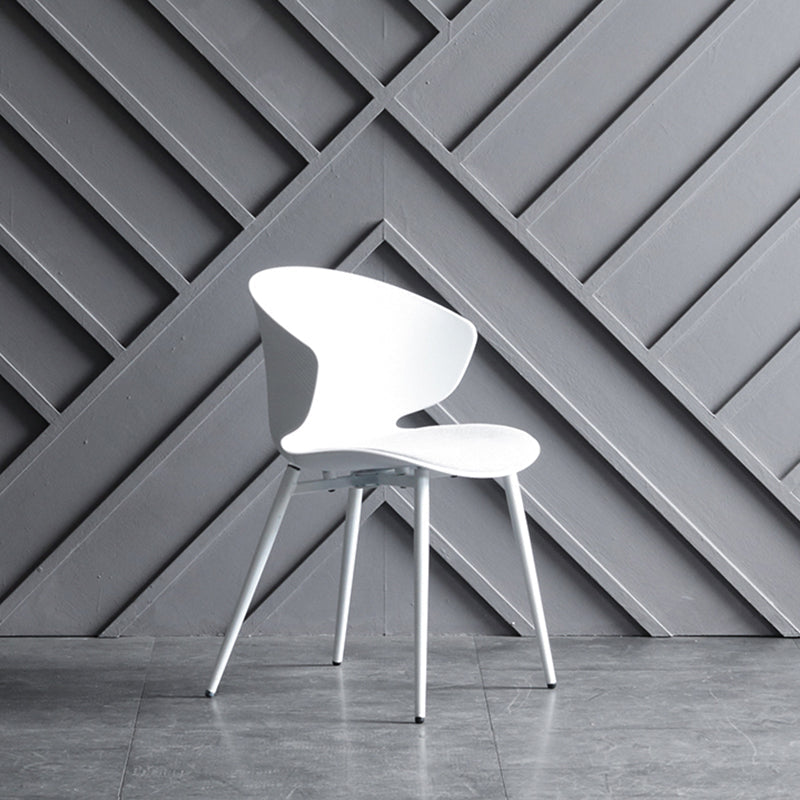 Contemporary Style Dining Chairs Armless Metal Side Wingback Chair for Kitchen White 1 Piece Clearhalo ' kitchen&dining_furn' 'Dining Chairs' 'Dining Tables & Seating' 'dining_chair' 'furn' 'furn_dining_chair' 'Furniture' 'furniture_dining_chair' 'Kitchen & Dining Furniture' 'kitchen' 4354206