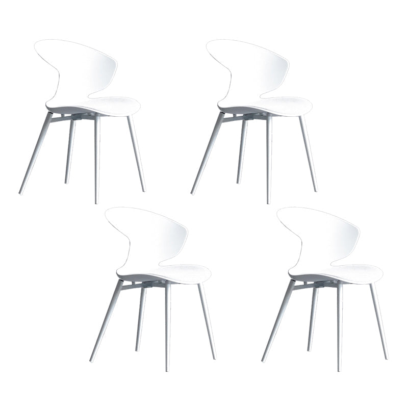 Contemporary Style Dining Chairs Armless Metal Side Wingback Chair for Kitchen White 4 Piece Set Clearhalo ' kitchen&dining_furn' 'Dining Chairs' 'Dining Tables & Seating' 'dining_chair' 'furn' 'furn_dining_chair' 'Furniture' 'furniture_dining_chair' 'Kitchen & Dining Furniture' 'kitchen' 4354209