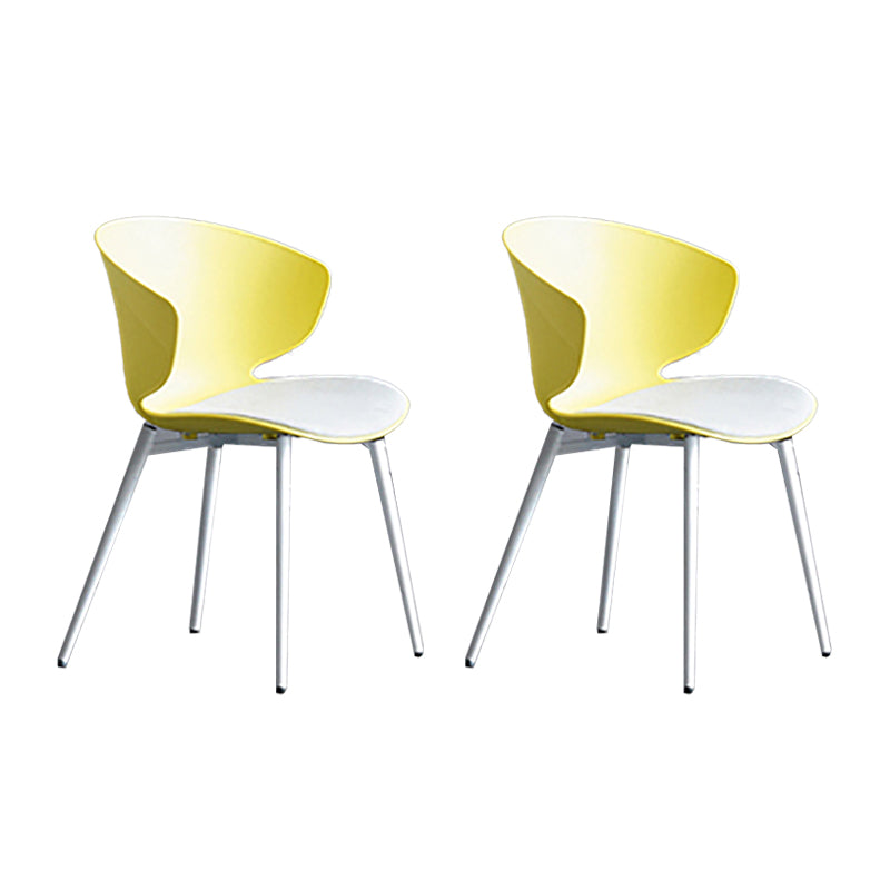 Contemporary Style Dining Chairs Armless Metal Side Wingback Chair for Kitchen Yellow 2 Piece Set Clearhalo ' kitchen&dining_furn' 'Dining Chairs' 'Dining Tables & Seating' 'dining_chair' 'furn' 'furn_dining_chair' 'Furniture' 'furniture_dining_chair' 'Kitchen & Dining Furniture' 'kitchen' 4354214
