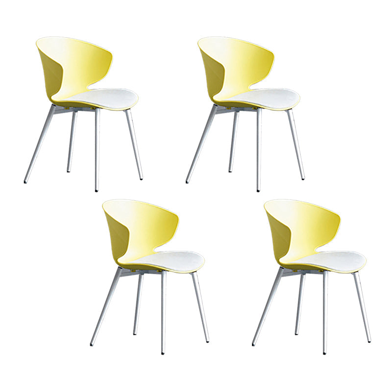 Contemporary Style Dining Chairs Armless Metal Side Wingback Chair for Kitchen Yellow 4 Piece Set Clearhalo ' kitchen&dining_furn' 'Dining Chairs' 'Dining Tables & Seating' 'dining_chair' 'furn' 'furn_dining_chair' 'Furniture' 'furniture_dining_chair' 'Kitchen & Dining Furniture' 'kitchen' 4354216