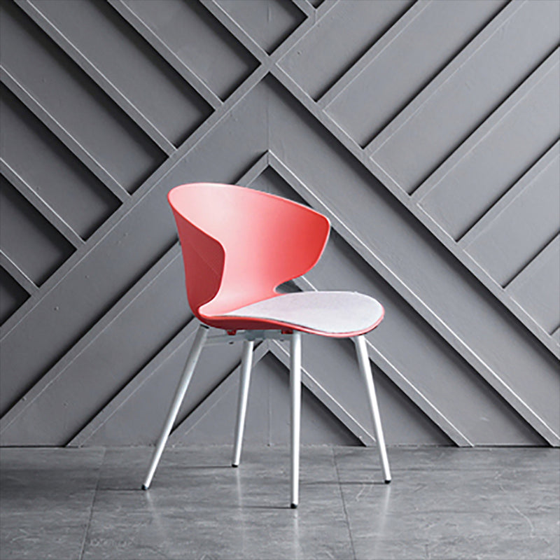 Contemporary Style Dining Chairs Armless Metal Side Wingback Chair for Kitchen Red 1 Piece Clearhalo ' kitchen&dining_furn' 'Dining Chairs' 'Dining Tables & Seating' 'dining_chair' 'furn' 'furn_dining_chair' 'Furniture' 'furniture_dining_chair' 'Kitchen & Dining Furniture' 'kitchen' 4354217