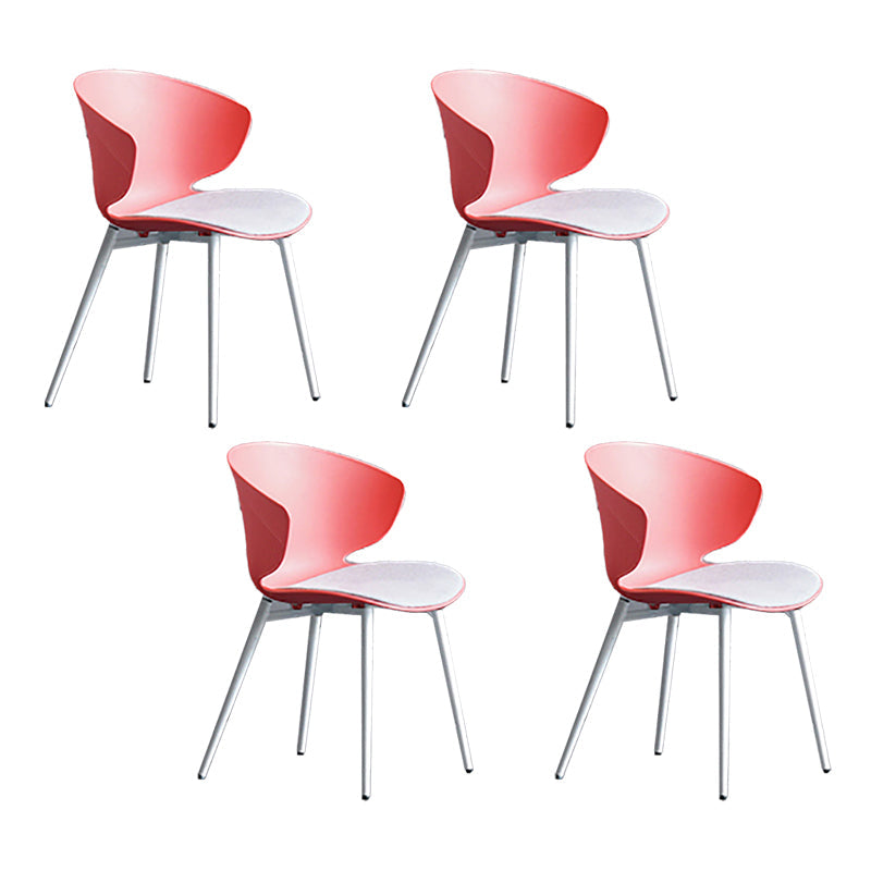 Contemporary Style Dining Chairs Armless Metal Side Wingback Chair for Kitchen Red 4 Piece Set Clearhalo ' kitchen&dining_furn' 'Dining Chairs' 'Dining Tables & Seating' 'dining_chair' 'furn' 'furn_dining_chair' 'Furniture' 'furniture_dining_chair' 'Kitchen & Dining Furniture' 'kitchen' 4354221