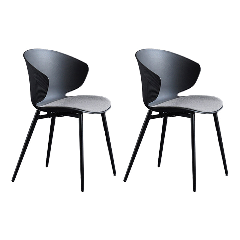Contemporary Style Dining Chairs Armless Metal Side Wingback Chair for Kitchen Black 2 Piece Set Clearhalo ' kitchen&dining_furn' 'Dining Chairs' 'Dining Tables & Seating' 'dining_chair' 'furn' 'furn_dining_chair' 'Furniture' 'furniture_dining_chair' 'Kitchen & Dining Furniture' 'kitchen' 4354225
