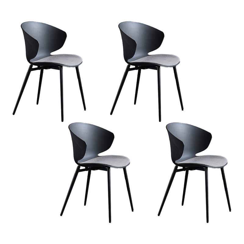 Contemporary Style Dining Chairs Armless Metal Side Wingback Chair for Kitchen Black 4 Piece Set Clearhalo ' kitchen&dining_furn' 'Dining Chairs' 'Dining Tables & Seating' 'dining_chair' 'furn' 'furn_dining_chair' 'Furniture' 'furniture_dining_chair' 'Kitchen & Dining Furniture' 'kitchen' 4354227