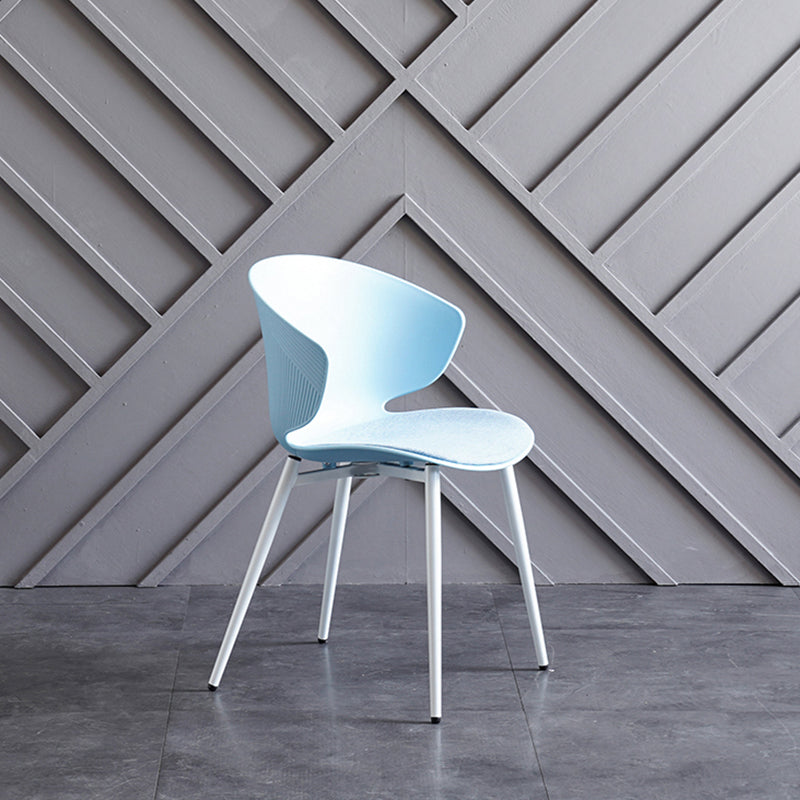 Contemporary Style Dining Chairs Armless Metal Side Wingback Chair for Kitchen Blue 1 Piece Clearhalo ' kitchen&dining_furn' 'Dining Chairs' 'Dining Tables & Seating' 'dining_chair' 'furn' 'furn_dining_chair' 'Furniture' 'furniture_dining_chair' 'Kitchen & Dining Furniture' 'kitchen' 4354228