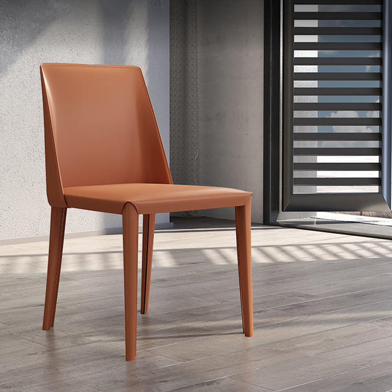 Designer Style Restaurant Parsons Chair Leather Matte Finish Dining Chair Clearhalo ' kitchen&dining_furn' 'Dining Chairs' 'Dining Tables & Seating' 'dining_chair' 'furn' 'furn_dining_chair' 'Furniture' 'furniture_dining_chair' 'Kitchen & Dining Furniture' 'kitchen' 4354232