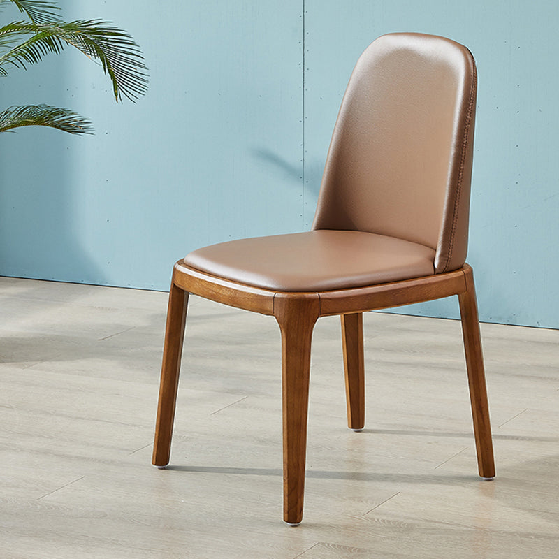 Industrial Leather Restaurant Dining Side Chair Parsons Dining Chair with Walnut Legs Clearhalo ' kitchen&dining_furn' 'Dining Chairs' 'Dining Tables & Seating' 'dining_chair' 'furn' 'furn_dining_chair' 'Furniture' 'furniture_dining_chair' 'Kitchen & Dining Furniture' 'kitchen' 4354247