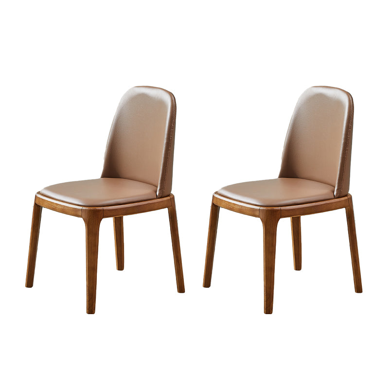 Industrial Leather Restaurant Dining Side Chair Parsons Dining Chair with Walnut Legs Coffee 2 Piece Set Clearhalo ' kitchen&dining_furn' 'Dining Chairs' 'Dining Tables & Seating' 'dining_chair' 'furn' 'furn_dining_chair' 'Furniture' 'furniture_dining_chair' 'Kitchen & Dining Furniture' 'kitchen' 4354255