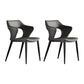 Contemporary Open back Arm Chair Leather Dining Chair with Black Legs Grey 2 Piece Set Clearhalo ' kitchen&dining_furn' 'Dining Chairs' 'Dining Tables & Seating' 'dining_chair' 'furn' 'furn_dining_chair' 'Furniture' 'furniture_dining_chair' 'Kitchen & Dining Furniture' 'kitchen' 4354261