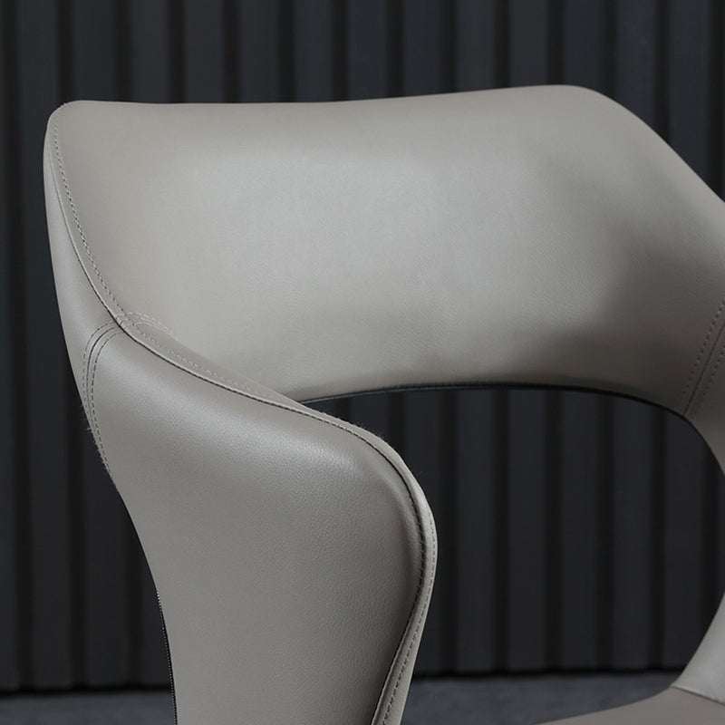 Contemporary Open back Arm Chair Leather Dining Chair with Black Legs Clearhalo ' kitchen&dining_furn' 'Dining Chairs' 'Dining Tables & Seating' 'dining_chair' 'furn' 'furn_dining_chair' 'Furniture' 'furniture_dining_chair' 'Kitchen & Dining Furniture' 'kitchen' 4354267