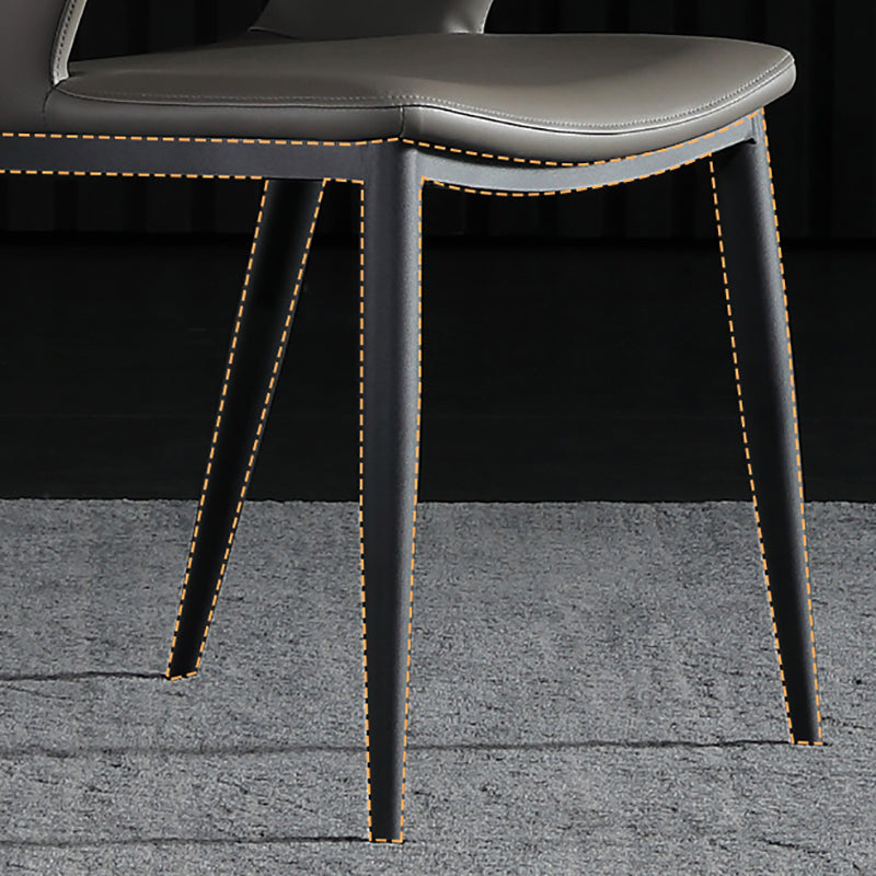 Contemporary Open back Arm Chair Leather Dining Chair with Black Legs Clearhalo ' kitchen&dining_furn' 'Dining Chairs' 'Dining Tables & Seating' 'dining_chair' 'furn' 'furn_dining_chair' 'Furniture' 'furniture_dining_chair' 'Kitchen & Dining Furniture' 'kitchen' 4354269