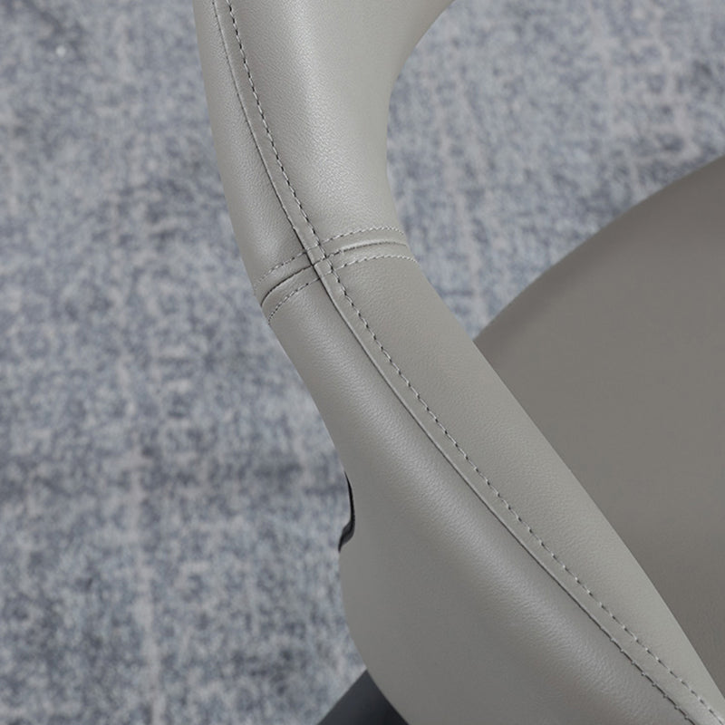 Contemporary Open back Arm Chair Leather Dining Chair with Black Legs Clearhalo ' kitchen&dining_furn' 'Dining Chairs' 'Dining Tables & Seating' 'dining_chair' 'furn' 'furn_dining_chair' 'Furniture' 'furniture_dining_chair' 'Kitchen & Dining Furniture' 'kitchen' 4354270