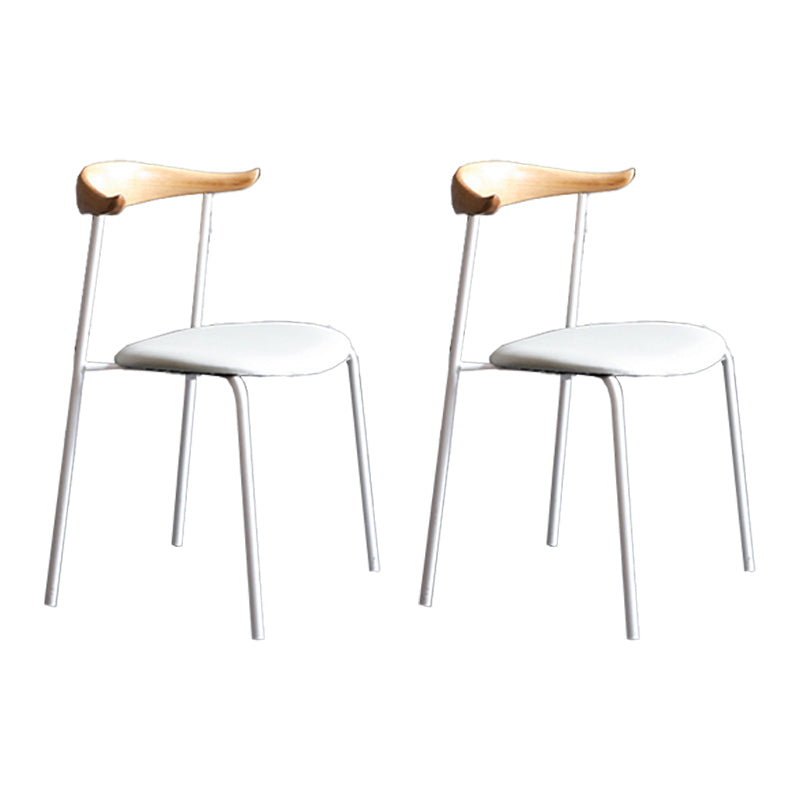 Modern Style Dining Chairs Armless Open Back Side Chairs with Metal Legs for Kitchen Natural 2 Piece Set Clearhalo ' kitchen&dining_furn' 'Dining Chairs' 'Dining Tables & Seating' 'dining_chair' 'furn' 'furn_dining_chair' 'Furniture' 'furniture_dining_chair' 'Kitchen & Dining Furniture' 'kitchen' 4354274