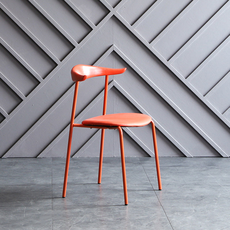 Modern Style Dining Chairs Armless Open Back Side Chairs with Metal Legs for Kitchen Orange 1 Piece Clearhalo ' kitchen&dining_furn' 'Dining Chairs' 'Dining Tables & Seating' 'dining_chair' 'furn' 'furn_dining_chair' 'Furniture' 'furniture_dining_chair' 'Kitchen & Dining Furniture' 'kitchen' 4354278