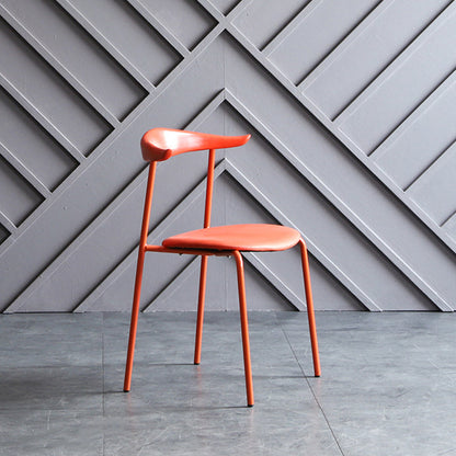 Modern Style Dining Chairs Armless Open Back Side Chairs with Metal Legs for Kitchen Orange 1 Piece Clearhalo ' kitchen&dining_furn' 'Dining Chairs' 'Dining Tables & Seating' 'dining_chair' 'furn' 'furn_dining_chair' 'Furniture' 'furniture_dining_chair' 'Kitchen & Dining Furniture' 'kitchen' 4354278