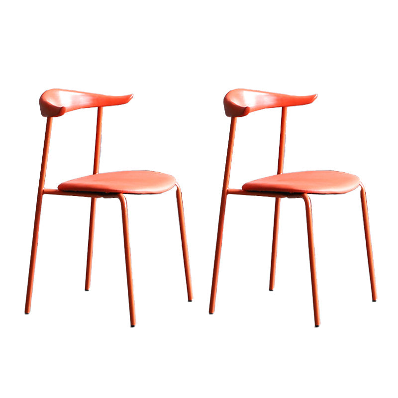 Modern Style Dining Chairs Armless Open Back Side Chairs with Metal Legs for Kitchen Orange 2 Piece Set Clearhalo ' kitchen&dining_furn' 'Dining Chairs' 'Dining Tables & Seating' 'dining_chair' 'furn' 'furn_dining_chair' 'Furniture' 'furniture_dining_chair' 'Kitchen & Dining Furniture' 'kitchen' 4354281