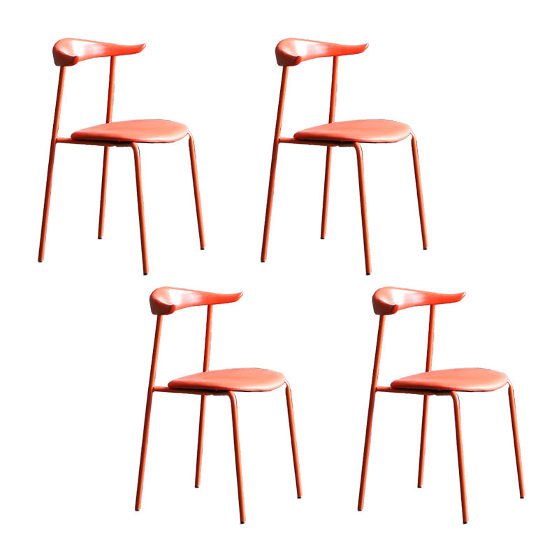 Modern Style Dining Chairs Armless Open Back Side Chairs with Metal Legs for Kitchen Orange 4 Piece Set Clearhalo ' kitchen&dining_furn' 'Dining Chairs' 'Dining Tables & Seating' 'dining_chair' 'furn' 'furn_dining_chair' 'Furniture' 'furniture_dining_chair' 'Kitchen & Dining Furniture' 'kitchen' 4354283