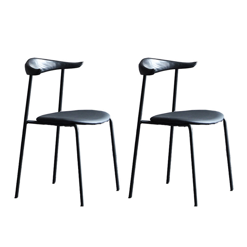 Modern Style Dining Chairs Armless Open Back Side Chairs with Metal Legs for Kitchen Black 2 Piece Set Clearhalo ' kitchen&dining_furn' 'Dining Chairs' 'Dining Tables & Seating' 'dining_chair' 'furn' 'furn_dining_chair' 'Furniture' 'furniture_dining_chair' 'Kitchen & Dining Furniture' 'kitchen' 4354286