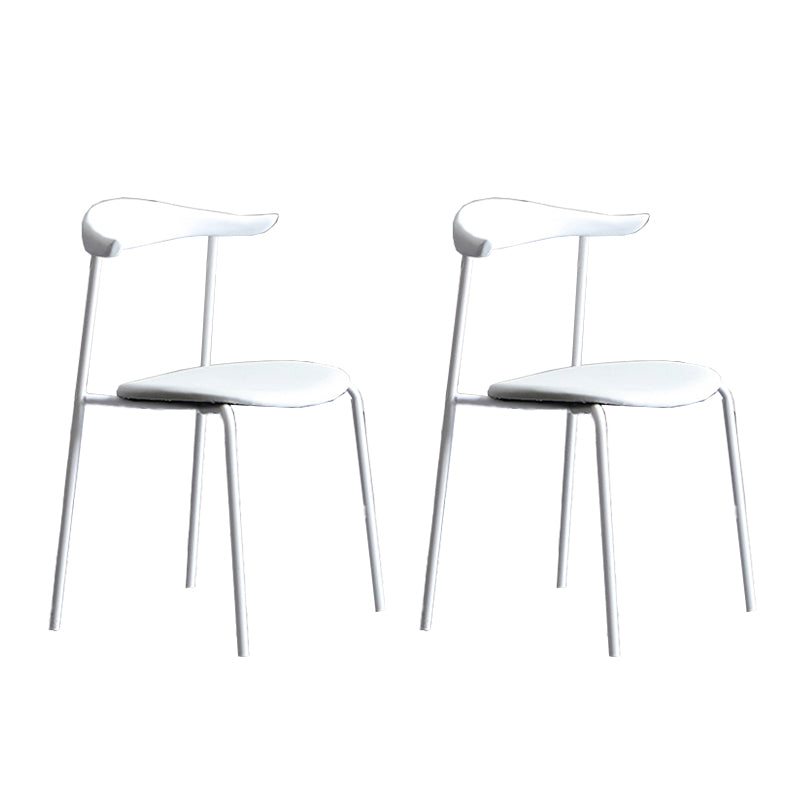 Modern Style Dining Chairs Armless Open Back Side Chairs with Metal Legs for Kitchen White 2 Piece Set Clearhalo ' kitchen&dining_furn' 'Dining Chairs' 'Dining Tables & Seating' 'dining_chair' 'furn' 'furn_dining_chair' 'Furniture' 'furniture_dining_chair' 'Kitchen & Dining Furniture' 'kitchen' 4354292