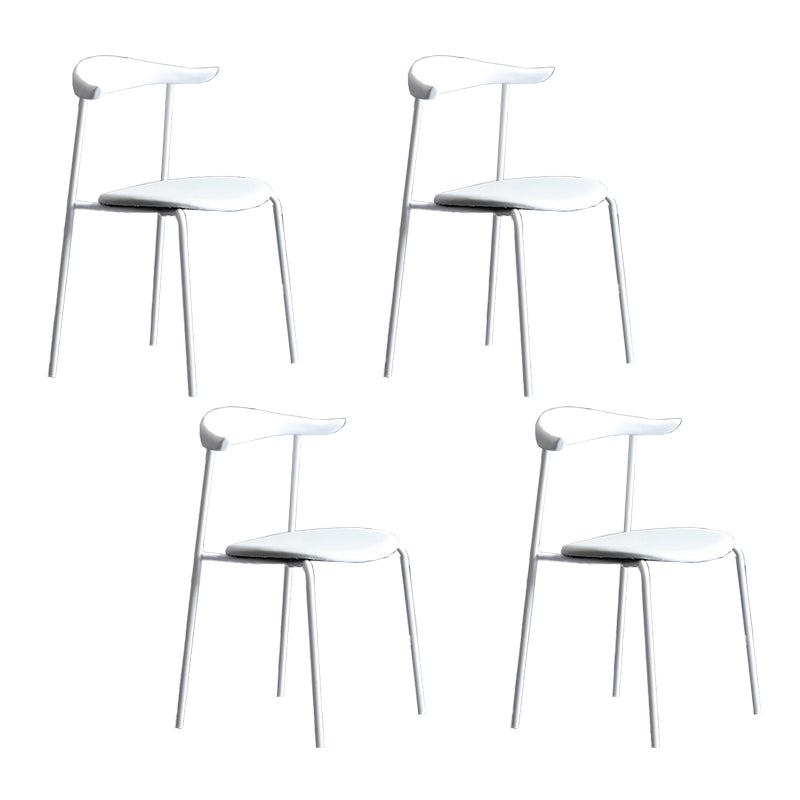 Modern Style Dining Chairs Armless Open Back Side Chairs with Metal Legs for Kitchen White 4 Piece Set Clearhalo ' kitchen&dining_furn' 'Dining Chairs' 'Dining Tables & Seating' 'dining_chair' 'furn' 'furn_dining_chair' 'Furniture' 'furniture_dining_chair' 'Kitchen & Dining Furniture' 'kitchen' 4354294