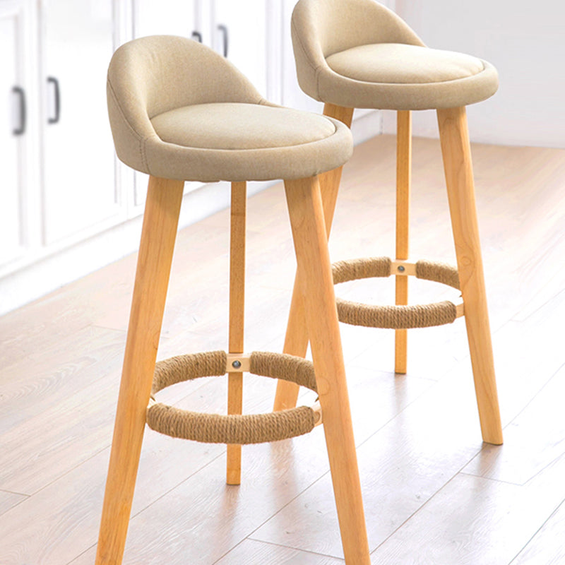 Contemporary Indoor Bar Stool Round Seat Stool with Backrest, Wood Base Clearhalo 'Bar Furniture' 'Bar Stools' 'bar_stools' 'furn' 'furn_bar_stools' 'furniture_bar_stools' 'Kitchen & Dining Furniture' 'kitchen&dining_furn' 'kitchen' 'kitchen_furn' Furniture' 4354308