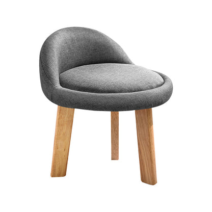 Contemporary Indoor Bar Stool Round Seat Stool with Backrest, Wood Base Dark Gray Clearhalo 'Bar Furniture' 'Bar Stools' 'bar_stools' 'furn' 'furn_bar_stools' 'furniture_bar_stools' 'Kitchen & Dining Furniture' 'kitchen&dining_furn' 'kitchen' 'kitchen_furn' Furniture' 4354309