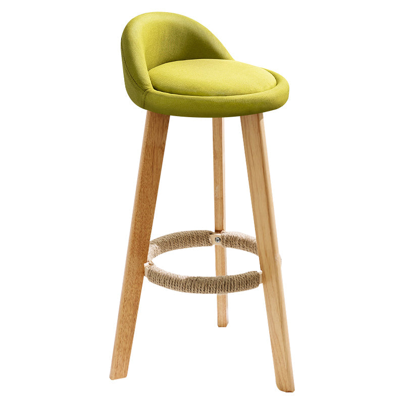 Contemporary Indoor Bar Stool Round Seat Stool with Backrest, Wood Base Light Green Clearhalo 'Bar Furniture' 'Bar Stools' 'bar_stools' 'furn' 'furn_bar_stools' 'furniture_bar_stools' 'Kitchen & Dining Furniture' 'kitchen&dining_furn' 'kitchen' 'kitchen_furn' Furniture' 4354310