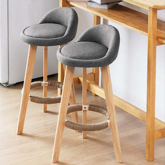 Contemporary Indoor Bar Stool Round Seat Stool with Backrest, Wood Base Clearhalo 'Bar Furniture' 'Bar Stools' 'bar_stools' 'furn' 'furn_bar_stools' 'furniture_bar_stools' 'Kitchen & Dining Furniture' 'kitchen&dining_furn' 'kitchen' 'kitchen_furn' Furniture' 4354311