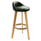 Contemporary Indoor Bar Stool Round Seat Stool with Backrest, Wood Base Blackish Green Clearhalo 'Bar Furniture' 'Bar Stools' 'bar_stools' 'furn' 'furn_bar_stools' 'furniture_bar_stools' 'Kitchen & Dining Furniture' 'kitchen&dining_furn' 'kitchen' 'kitchen_furn' Furniture' 4354313