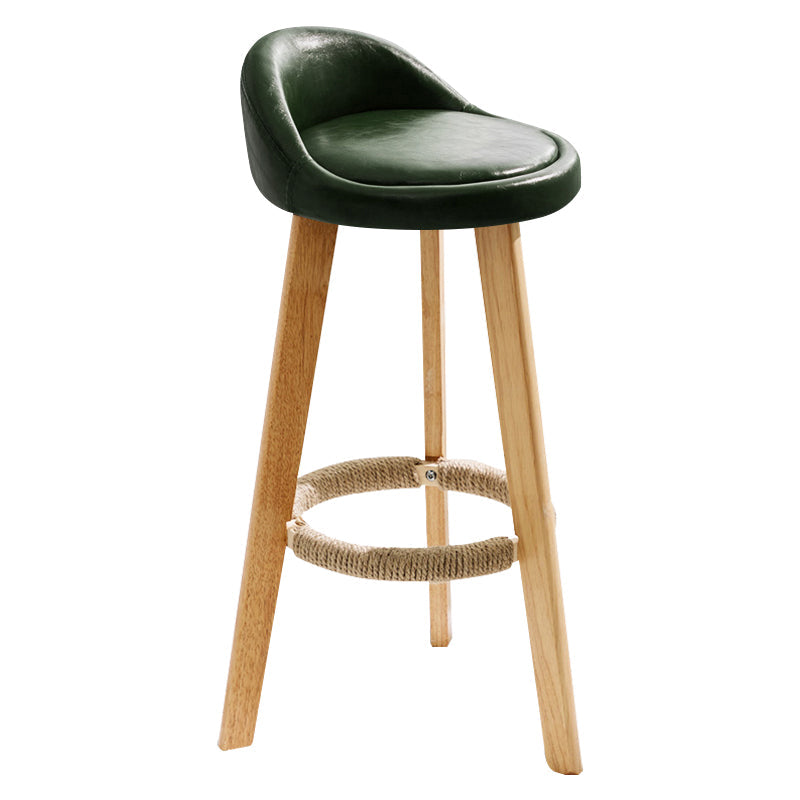 Contemporary Indoor Bar Stool Round Seat Stool with Backrest, Wood Base Blackish Green Clearhalo 'Bar Furniture' 'Bar Stools' 'bar_stools' 'furn' 'furn_bar_stools' 'furniture_bar_stools' 'Kitchen & Dining Furniture' 'kitchen&dining_furn' 'kitchen' 'kitchen_furn' Furniture' 4354313