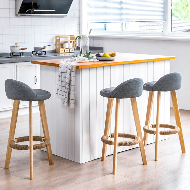 Contemporary Indoor Bar Stool Round Seat Stool with Backrest, Wood Base Clearhalo 'Bar Furniture' 'Bar Stools' 'bar_stools' 'furn' 'furn_bar_stools' 'furniture_bar_stools' 'Kitchen & Dining Furniture' 'kitchen&dining_furn' 'kitchen' 'kitchen_furn' Furniture' 4354314