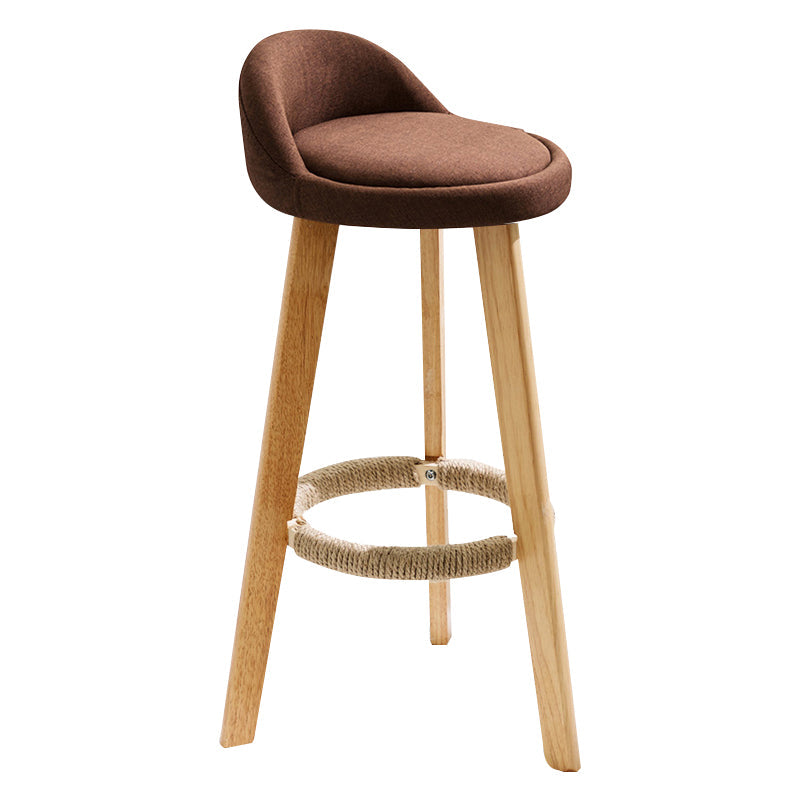 Contemporary Indoor Bar Stool Round Seat Stool with Backrest, Wood Base Coffee Clearhalo 'Bar Furniture' 'Bar Stools' 'bar_stools' 'furn' 'furn_bar_stools' 'furniture_bar_stools' 'Kitchen & Dining Furniture' 'kitchen&dining_furn' 'kitchen' 'kitchen_furn' Furniture' 4354315