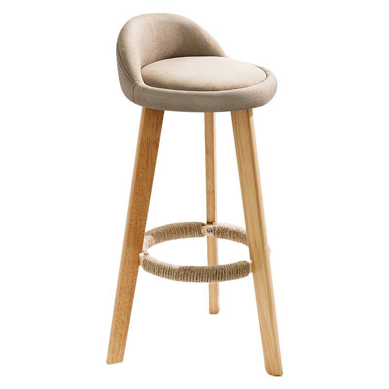 Contemporary Indoor Bar Stool Round Seat Stool with Backrest, Wood Base Clearhalo 'Bar Furniture' 'Bar Stools' 'bar_stools' 'furn' 'furn_bar_stools' 'furniture_bar_stools' 'Kitchen & Dining Furniture' 'kitchen&dining_furn' 'kitchen' 'kitchen_furn' Furniture' 4354317