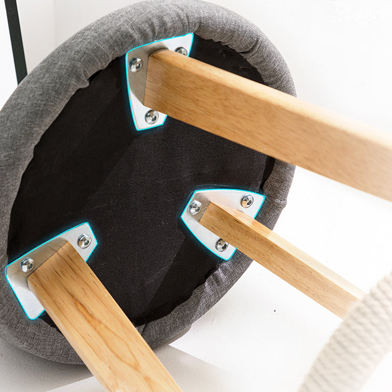 Contemporary Indoor Bar Stool Round Seat Stool with Backrest, Wood Base Clearhalo 'Bar Furniture' 'Bar Stools' 'bar_stools' 'furn' 'furn_bar_stools' 'furniture_bar_stools' 'Kitchen & Dining Furniture' 'kitchen&dining_furn' 'kitchen' 'kitchen_furn' Furniture' 4354320