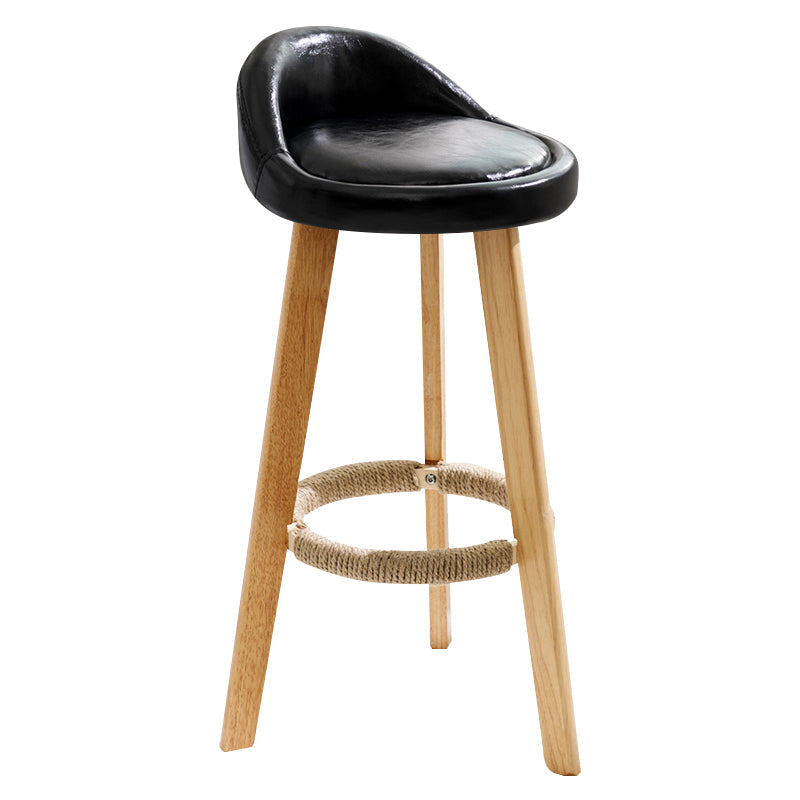 Contemporary Indoor Bar Stool Round Seat Stool with Backrest, Wood Base Black Clearhalo 'Bar Furniture' 'Bar Stools' 'bar_stools' 'furn' 'furn_bar_stools' 'furniture_bar_stools' 'Kitchen & Dining Furniture' 'kitchen&dining_furn' 'kitchen' 'kitchen_furn' Furniture' 4354323