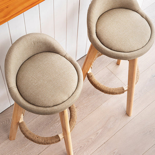 Contemporary Indoor Bar Stool Round Seat Stool with Backrest, Wood Base Clearhalo 'Bar Furniture' 'Bar Stools' 'bar_stools' 'furn' 'furn_bar_stools' 'furniture_bar_stools' 'Kitchen & Dining Furniture' 'kitchen&dining_furn' 'kitchen' 'kitchen_furn' Furniture' 4354324