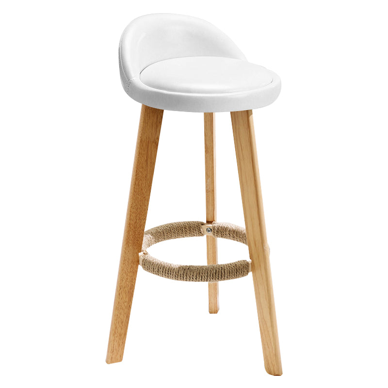 Contemporary Indoor Bar Stool Round Seat Stool with Backrest, Wood Base White Clearhalo 'Bar Furniture' 'Bar Stools' 'bar_stools' 'furn' 'furn_bar_stools' 'furniture_bar_stools' 'Kitchen & Dining Furniture' 'kitchen&dining_furn' 'kitchen' 'kitchen_furn' Furniture' 4354325