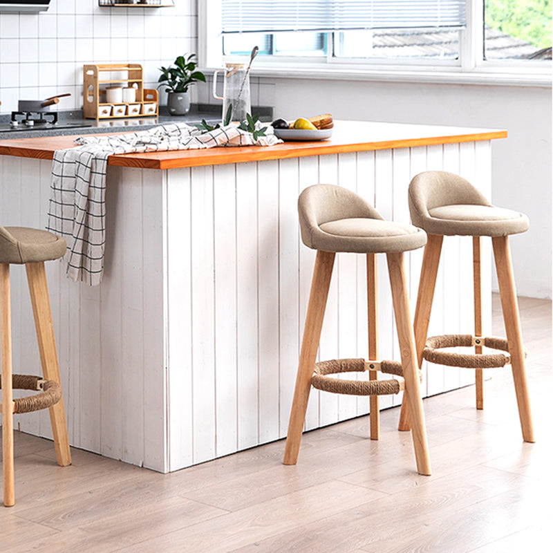 Contemporary Indoor Bar Stool Round Seat Stool with Backrest, Wood Base Clearhalo 'Bar Furniture' 'Bar Stools' 'bar_stools' 'furn' 'furn_bar_stools' 'furniture_bar_stools' 'Kitchen & Dining Furniture' 'kitchen&dining_furn' 'kitchen' 'kitchen_furn' Furniture' 4354326