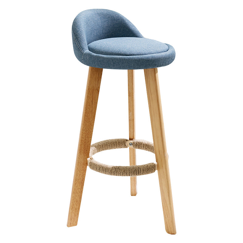 Contemporary Indoor Bar Stool Round Seat Stool with Backrest, Wood Base Light Blue Clearhalo 'Bar Furniture' 'Bar Stools' 'bar_stools' 'furn' 'furn_bar_stools' 'furniture_bar_stools' 'Kitchen & Dining Furniture' 'kitchen&dining_furn' 'kitchen' 'kitchen_furn' Furniture' 4354327